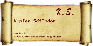 Kupfer Sándor névjegykártya